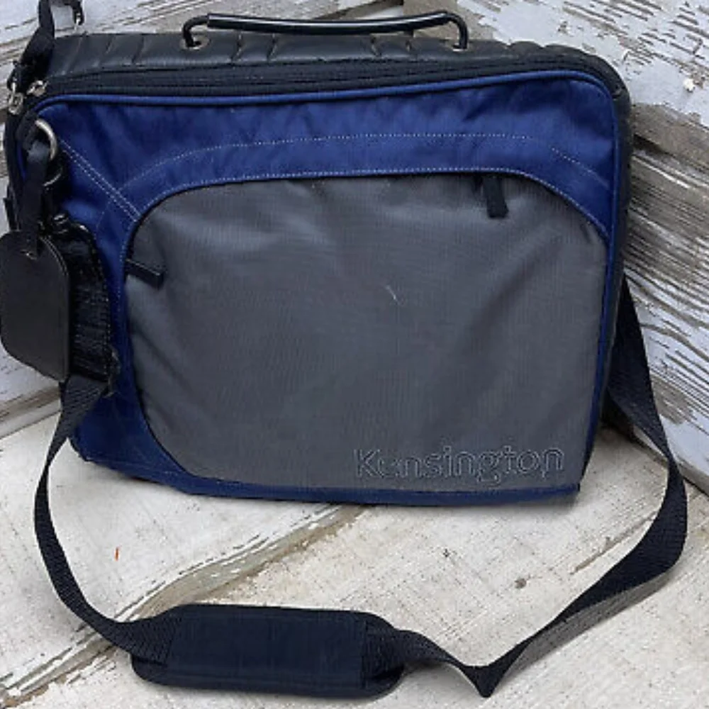 Black and Gray Laptop Bag with Durable Fabric and Shoulder Strap